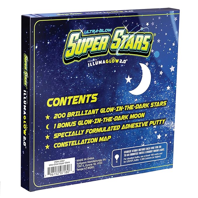 Glow in The Dark Stars - Includes Installation Material and Constellation Guide, 200 Glowstars and Bonus Moon, Only Glow Stars Stickers Powered by Our Trademarked Illumaglow2.0, Multi-Colored