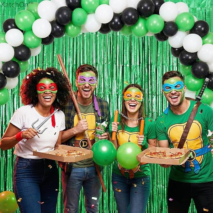 KatchOn, Green Streamers - 3.2x8 Ft, Pack of 2 | Green Backdrop for Dinosaur Birthday Decorations | Backdrop for Graduation Decorations 2026 | Door Streamers for Jungle, Safari Party Decor