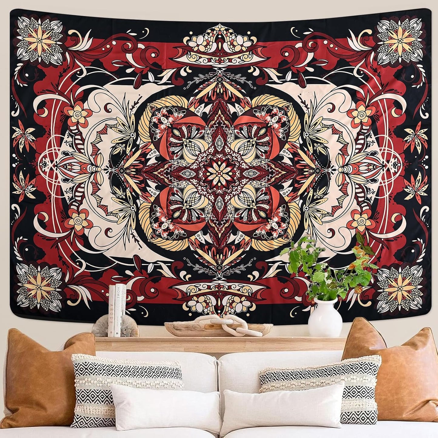 CHDGDHC Mandala Tapestry - Moth Wall Hanging, UV Resistant, Machine Washable, Lightweight, Psychedelic Bedroom Aesthetic Decor for Bedroom, Living Room, Yoga Room - 79.92x59.84 Inch