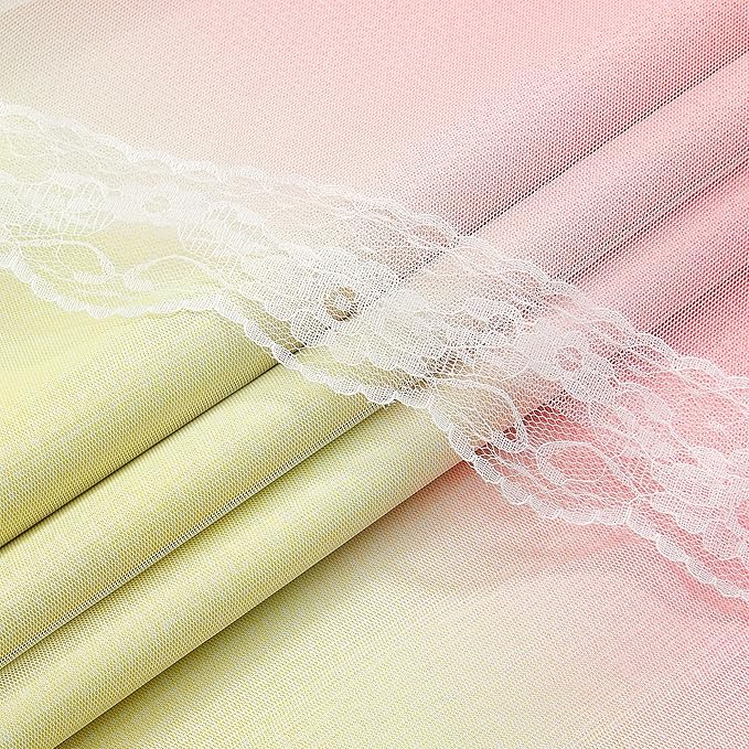 XiDi Blackout Curtains with Sheer Overlay for Girls Bedroom 84 Inches Long 2 Panels Pink Yellow Purple Rainbow Blackout Curtains for Little Girl Kids Room Decor Living Room Grommet Drapes 52x84