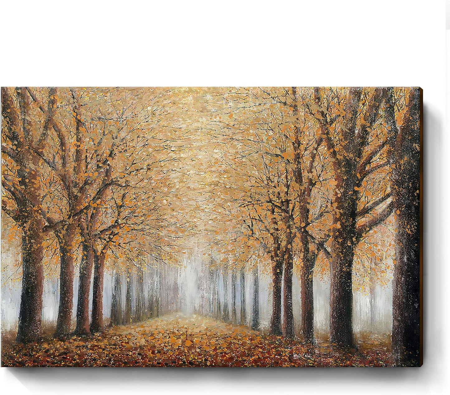 amatop Tree Wall Art for Living Room Hand-Painted Forest Oil Painting Framed Grove Artwork Autumn Landscape Canvas Picture for Living Room Bedroom Home Decorations Wall Decor Large 36"x24"