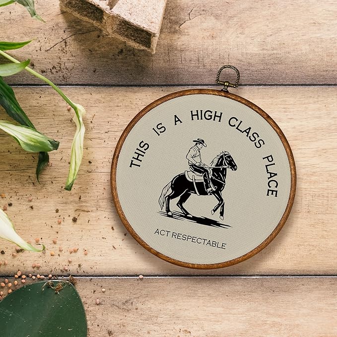KSDUT Western Cowboy Beige Wall Art Decor - Preppy Trendy Southwestern Wall Art Canvas Frame Hanging Prints, Foyer Entryway Modern Round Wall Decor for Home Dorm Decorations 10"x10"