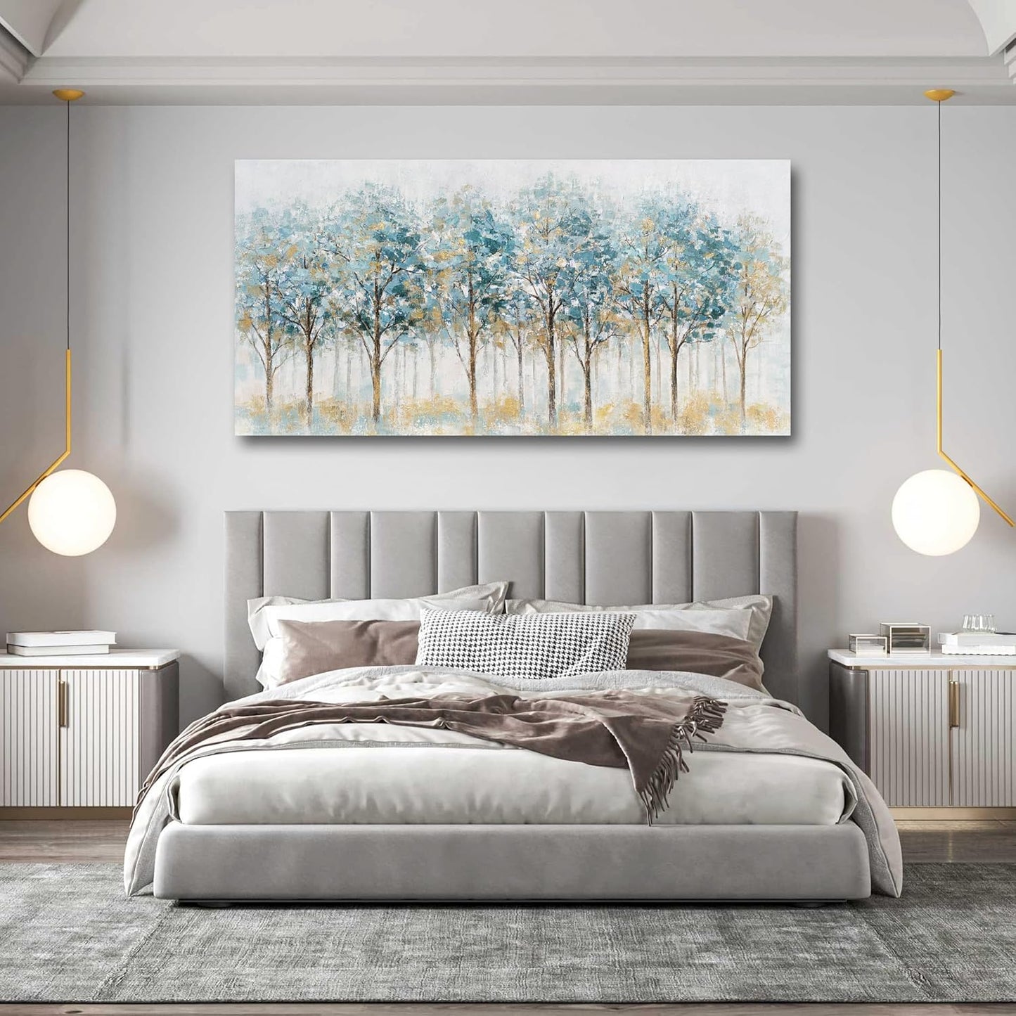 Belmrxne Tree of Life Wall Art Blue and Gold Wall Decor Modern Canvas Painting Gallery Artwork for Living Room Bedroom Dining Room Office Home Decor 30x60 inch