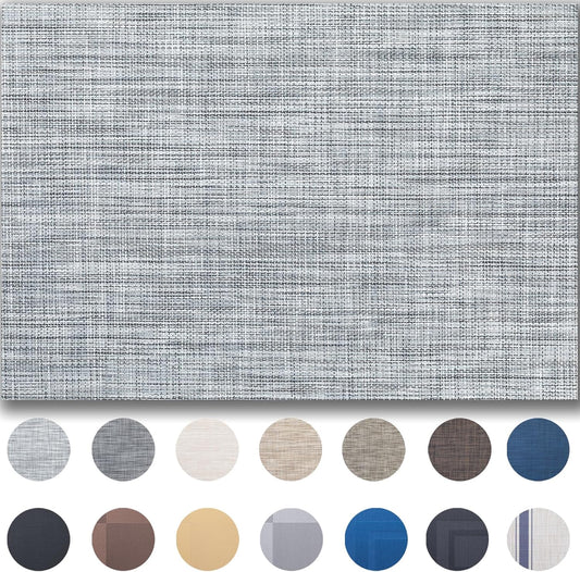 Placemats Set of 12 - Easy Clean Woven Vinyl Placemats for Dining Table, Indoor/Outdoor Place Mats, Washable PVC Table Mats（Gray）