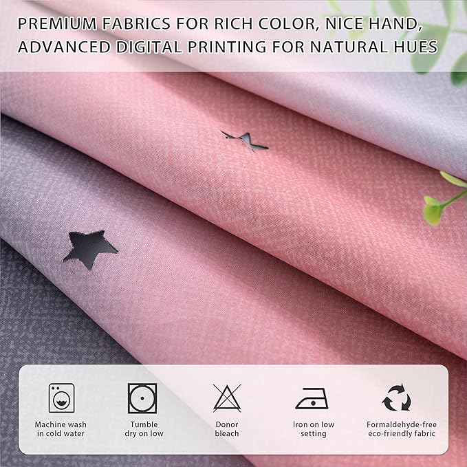 XiDi Dream Star Blackout Curtains for Kids Rooms Girl Princess Curtain for Daughter Bedroom Window (Pink Grey, W34 X L63)