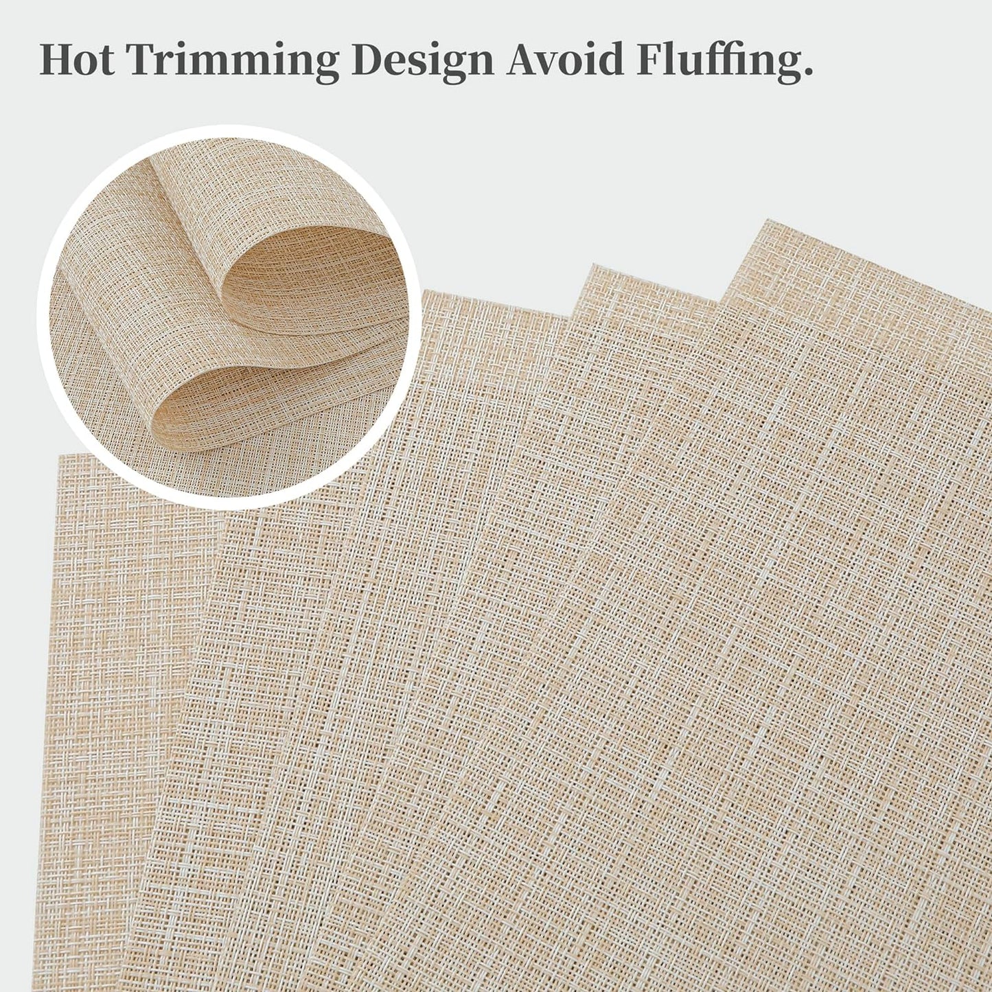 Leetaltree Beige Placemats Set of 20 - Heat Resistant Non-Slip Place mats for Dining Table, Washable Durable PVC Vinyl Woven Table Mats（Beige, 20）