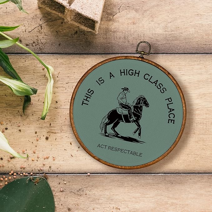 KSDUT Western Cowboy Grass Green Wall Art Decor - Preppy Trendy Southwestern Wall Art Canvas Frame Hanging Prints, Foyer Entryway Modern Round Wall Decor for Home Dorm Decorations 10"x10"