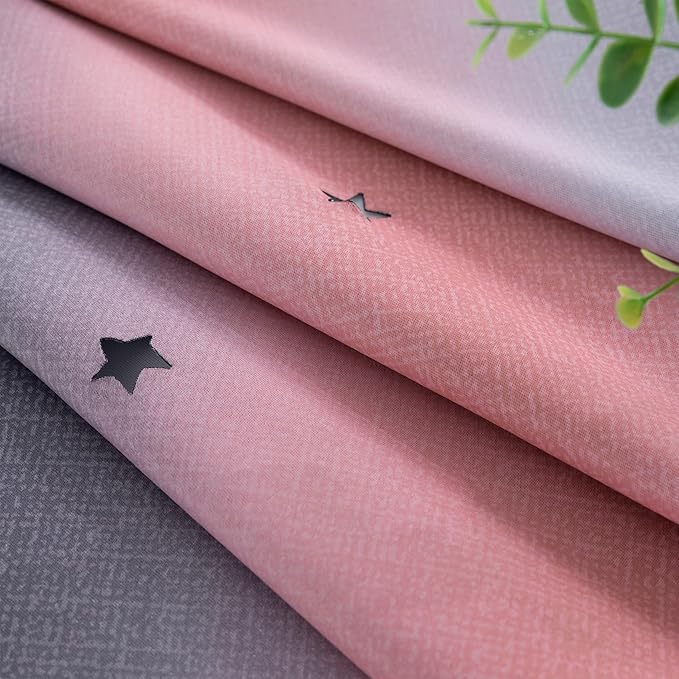 XiDi Curtains for Bedroom Decor, Rainbow Pink-Grey-52-54