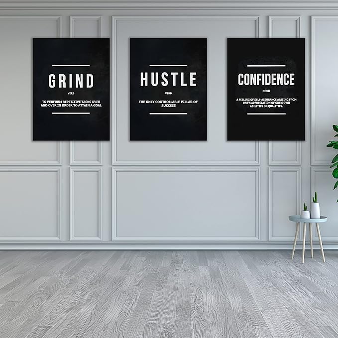 Yetaryy Motivational Poster Inspirational Wall Art 3 Pieces Canvas Painting Lion Artwork for Living Room Office Modern Home Decor Prints Pictures Wall Decor Framed Ready to Hang [60''Wx 28''H]
