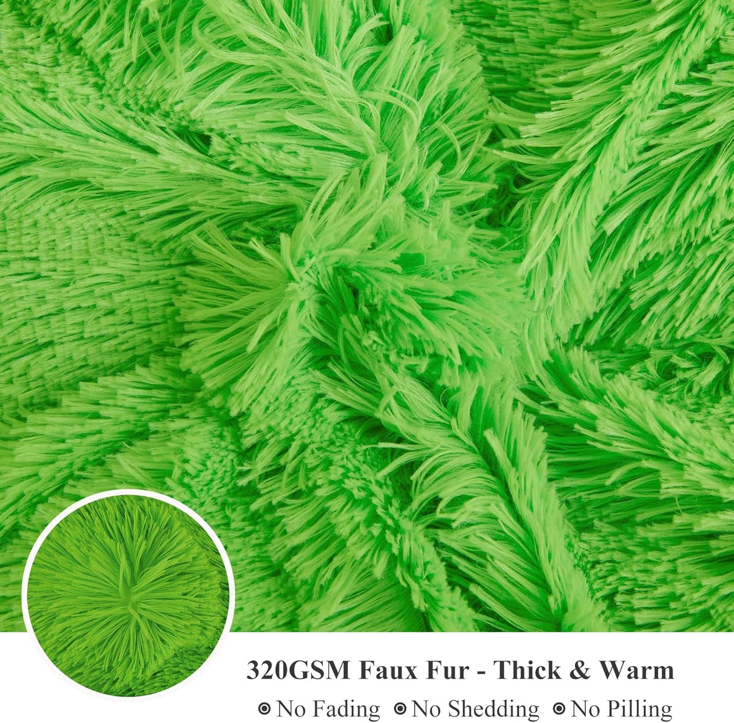 XeGe Luxury Faux Fur Blanket, Lime Green Soft Big Fluffy Throw, Shaggy Plush Decorative Couch Blanket, Cute Furry Fuzzy Bed Throw for Bedroom Living Room, Lime Green, 60x90