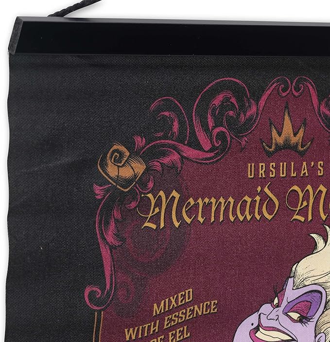 Open Road Brands Disney Villains Ursula Mermaid Melodies Hanging Canvas Banner - Fun Ursula Wall Decor for Movie Room or Bedroom