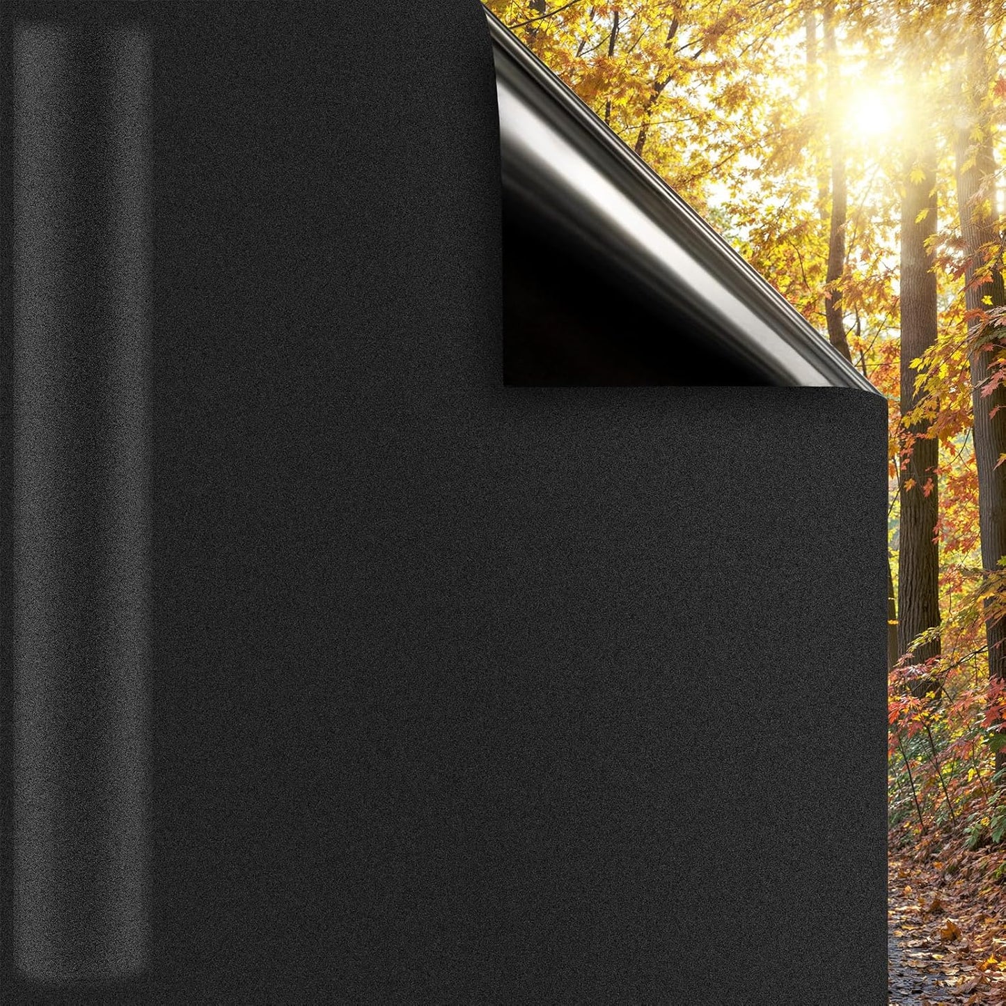 DUOFIRE Blackout Window Film Completely Light Blocking Privacy Window Film Room Darkening Frosted Tint Films for Day Sleep, Non Adhesive Static Cling Films DT-C009 (23.6 x 78.7 Inch)