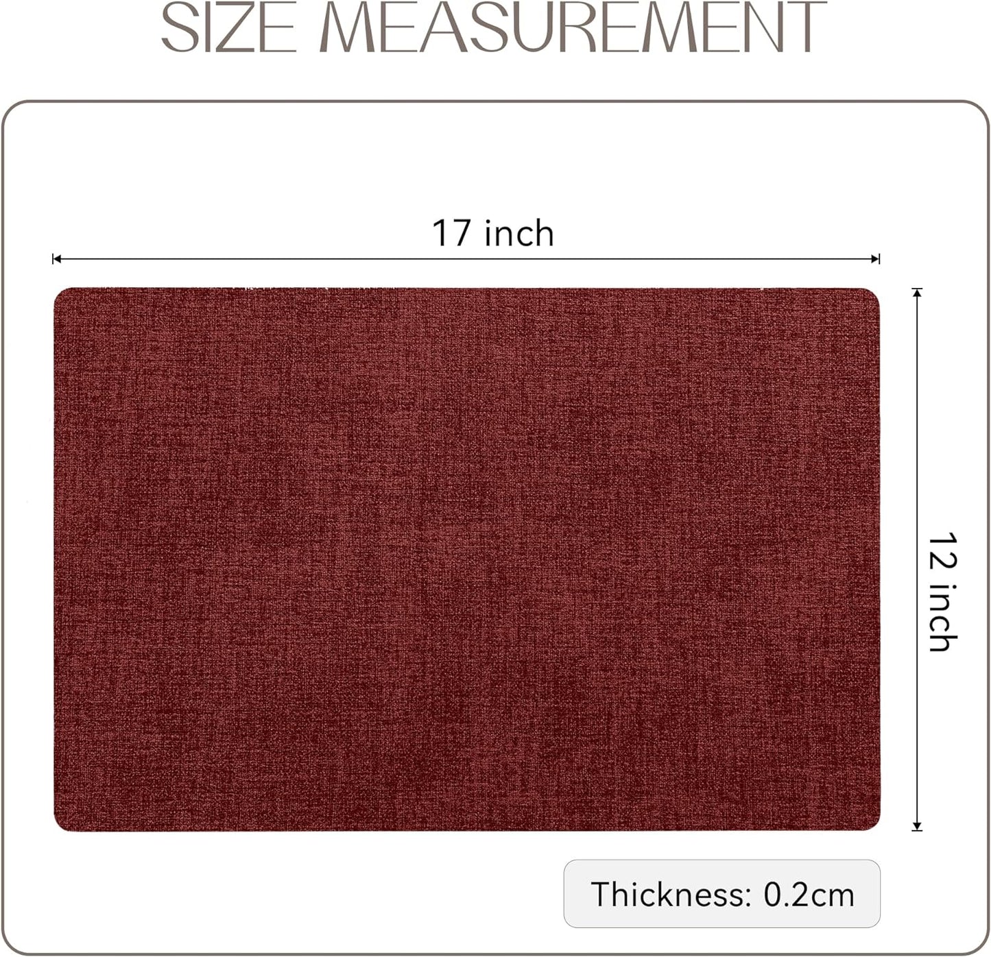 Romanstile Vinyl Placemats Set of 4-12 X 18 Inch - Heat Resistant Place Mats 100% Waterproof Oilproof Wipeable Reversible Faux Leather Table Mats for Kitchen/Dining/Party/Outdoor, Red