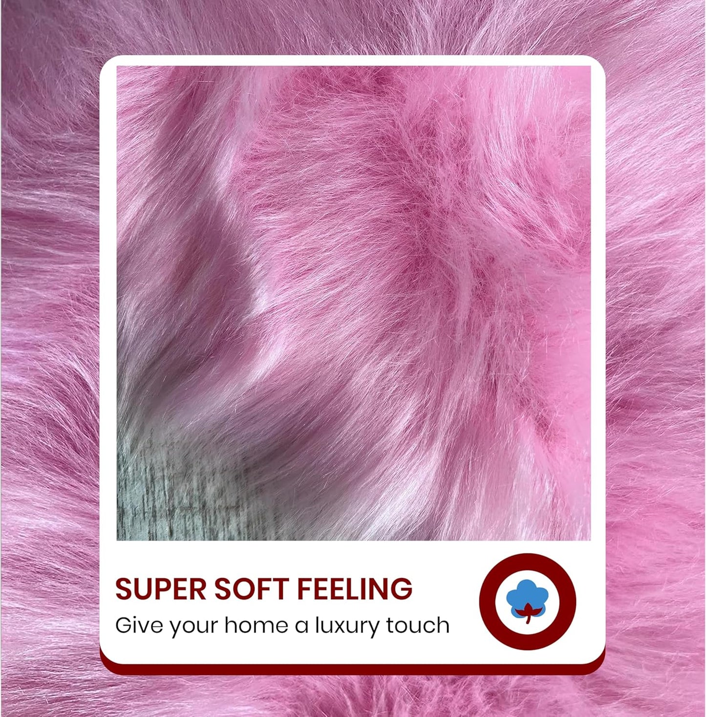 LAMBZY Faux Sheepskin Super Soft Hypoallergenic Free Shape Silky Shag Rug, Luxury Shaggy Plush Carpet for Bedrooms Living Kids Room Sofa Rugs (Pink, Single and a Half 2'x4')