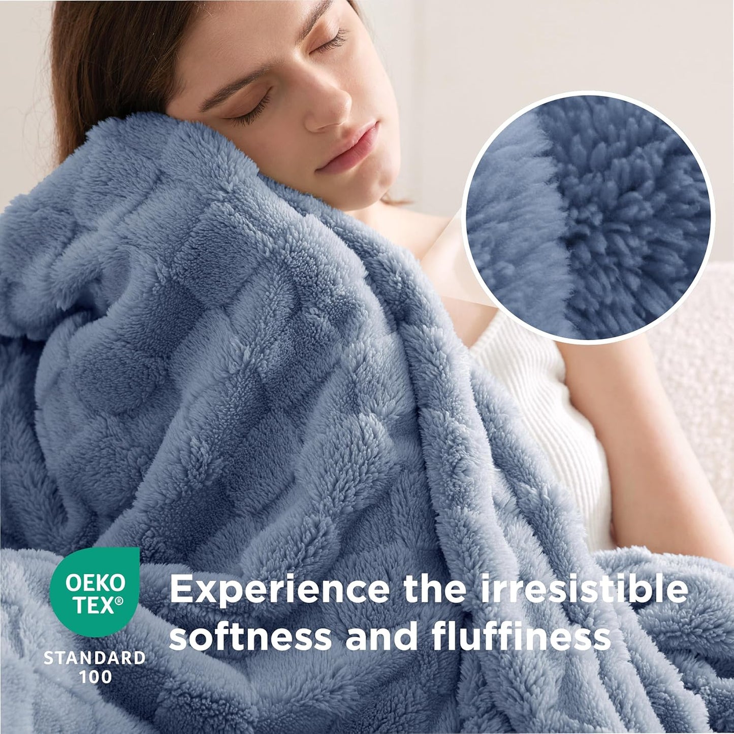 Bedsure GentleSoft California King Blanket for Bed - Super Soft Cozy Blankets for Women Men Girls, Large Fuzzy Fleece Throw for Bedroom Decor, Ashley Blue, 102x96 Inches