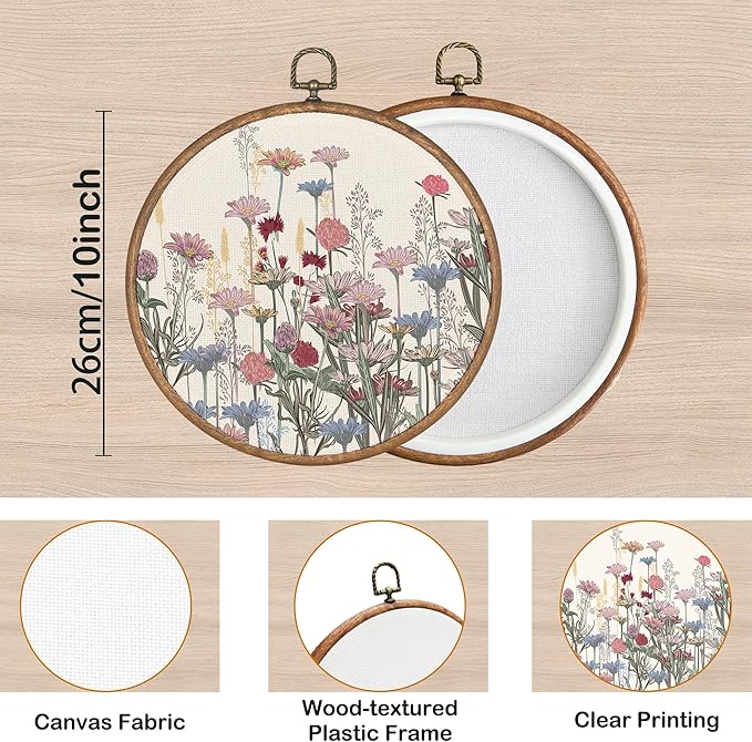 KSDUT Flower Wall Art Decor - Pink Wildflower Wall Art Canvas Frame Hanging Prints, Colorful Floral Botanical Plant Wall Art Decor for Home Bedroom Living Room Decorations 10"x10"