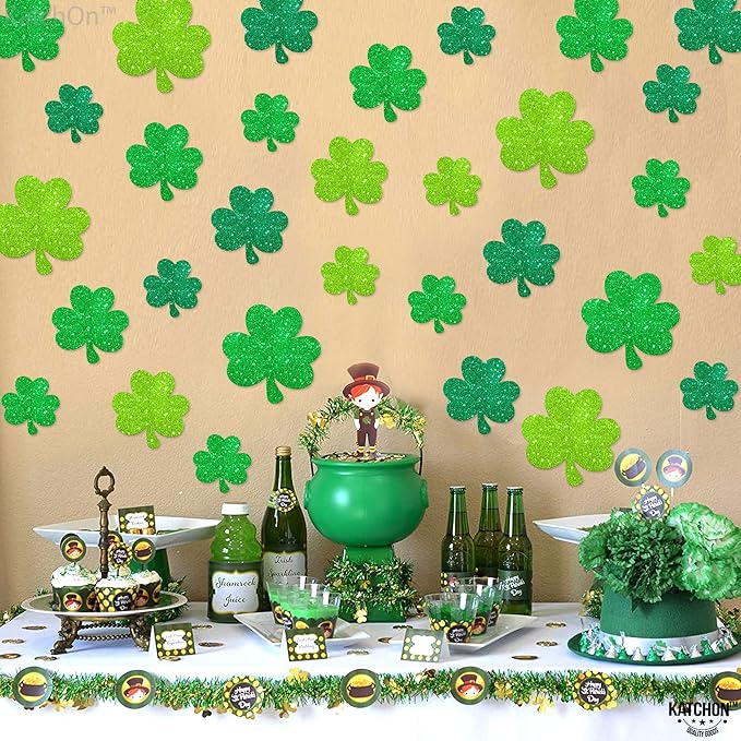 KatchOn, Glitter Shamrock Cutouts for Shamrock Decorations - Pack of 45 | St Patricks Day Cutouts | St Patricks Day Decorations, St Patricks Day Bulletin Board Decorations, Saint Patricks Day Decor