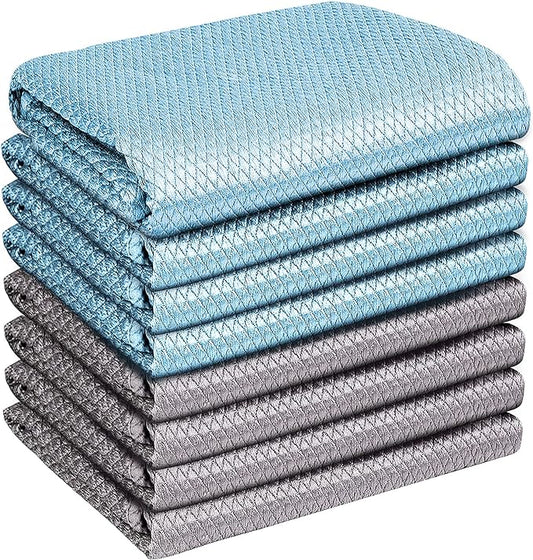 Airlab Streak Free Miracle Cleaning Cloths Easy Clean Nanoscale, Pack of 8, 12'' x 16'', Microfiber Polishing Windows Glass Lint Free Rags Stainless Steel Car Kitchen Reusable