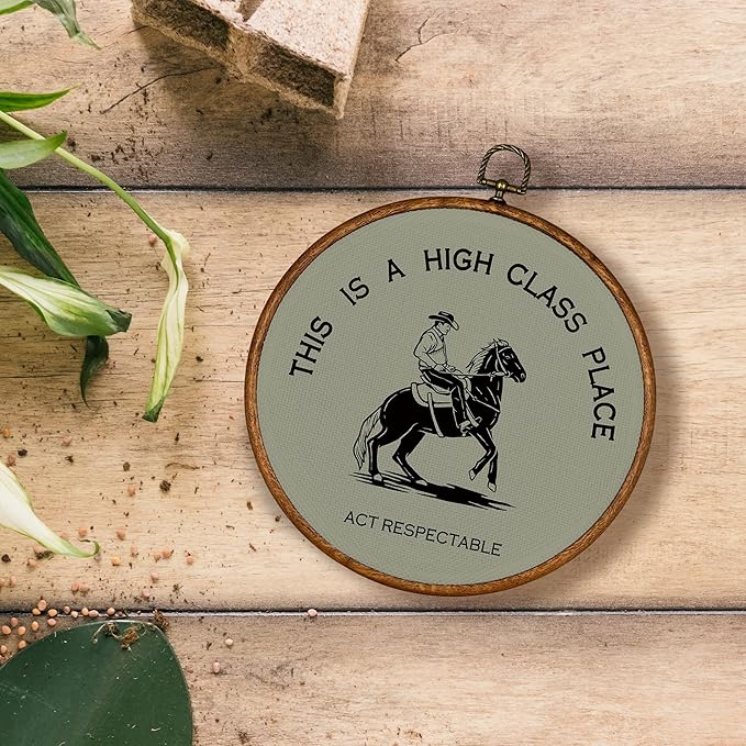 KSDUT Western Cowboy Wall Art Decor - Preppy Trendy Southwestern Wall Art Canvas Frame Hanging Prints, Foyer Entryway Modern Round Wall Decor for Dorm Home Decorations 10"x10"
