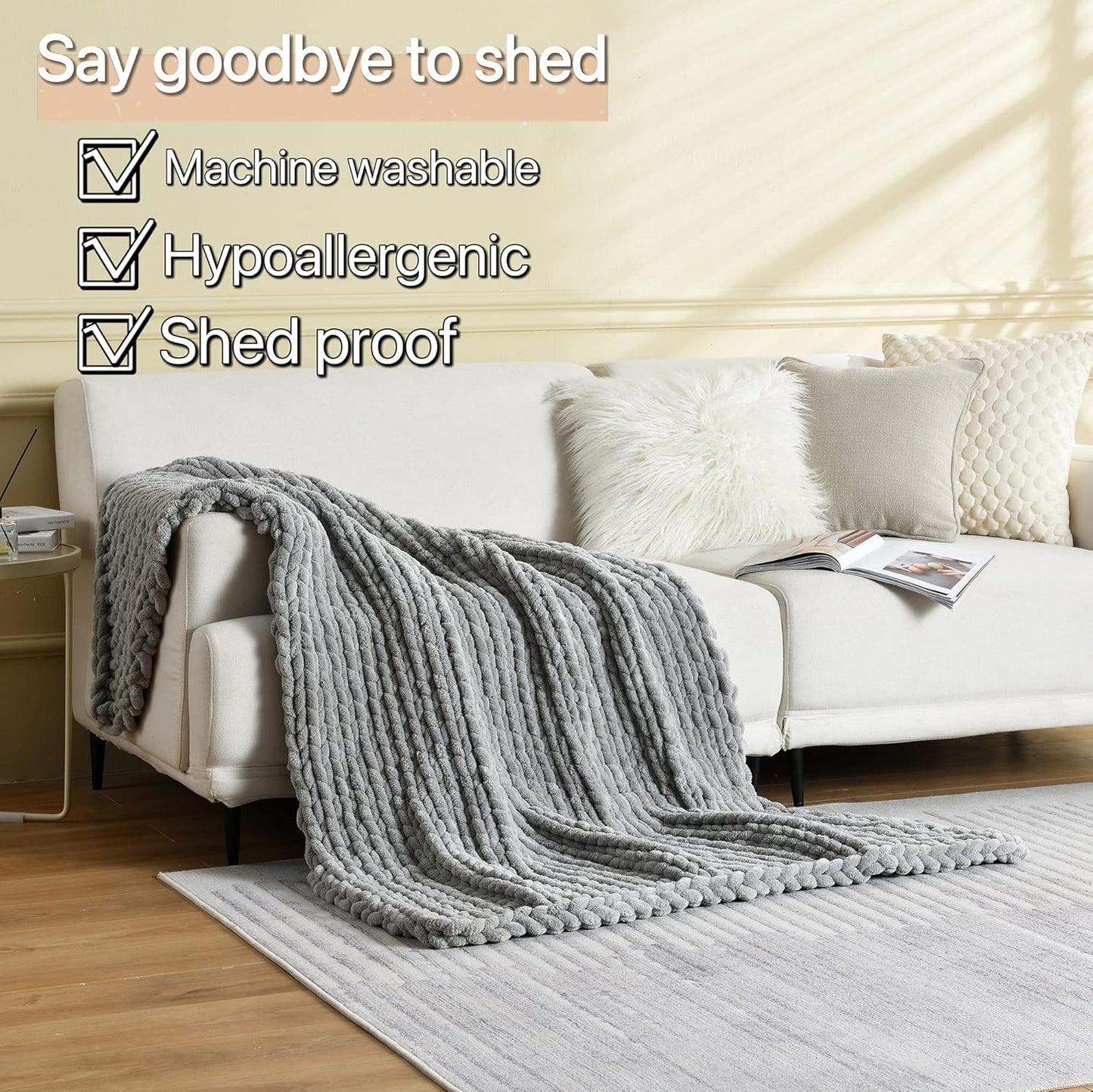 Maetoow Tighter Version Chenille Chunky Knit Blanket Throw （50×60 Inch）, Handmade Warm & Cozy Blanket Couch, Bed, Home Decor, Soft Fleece Banket, Boho Thick Blankets and Giant Yarn Throws，Brown