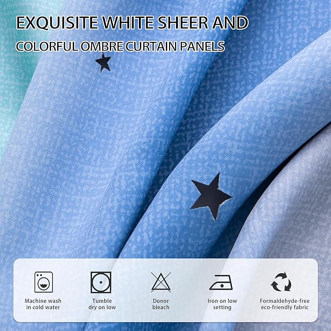 XiDi Curtains for Girls Bedroom Kids Room Unicorn Princess Theme Home Decor 72 inches Length Blue Green Grey, W34 X L72 2 Panels