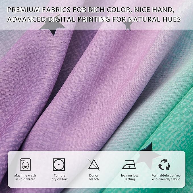XiDi Purple Curtains for Kids Bedroom, Girls Room Decor Grey Curtain, Green Curtains Room Wall Decoration, 63 inchs Long Blackout Curtain 52 inches Wide 1 Panel