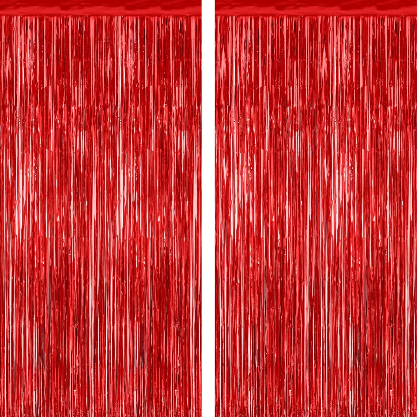 2 Pack Red Tinsel Backdrop, 3.28 FT x 7.05 FT Fringe Curtains, Red Foil Tinsel Party Streamer Backdrop Curtains, Wedding Photo Backdrop Party Decorations for Wedding Anniversaries