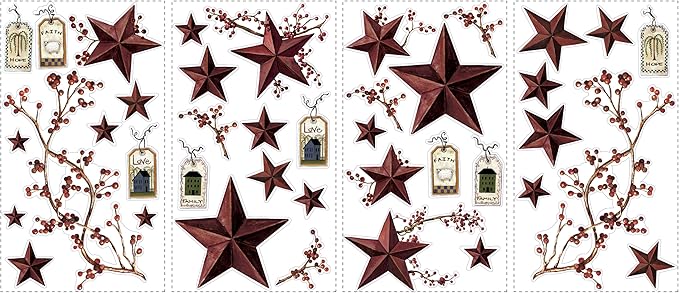 RoomMates RMK1276SCS Country Stars and Berries Peel and Stick Wall Decals