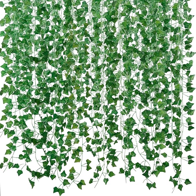 Fake Vines for Room Decor(48Pack336Ft) Aesthetic Artificial Plant Ivy Leaves Hanging Greenery Garlands for Home Bedroom Wall Wedding Christmas Party Office patio Indoor, Outdoor Garden Décor