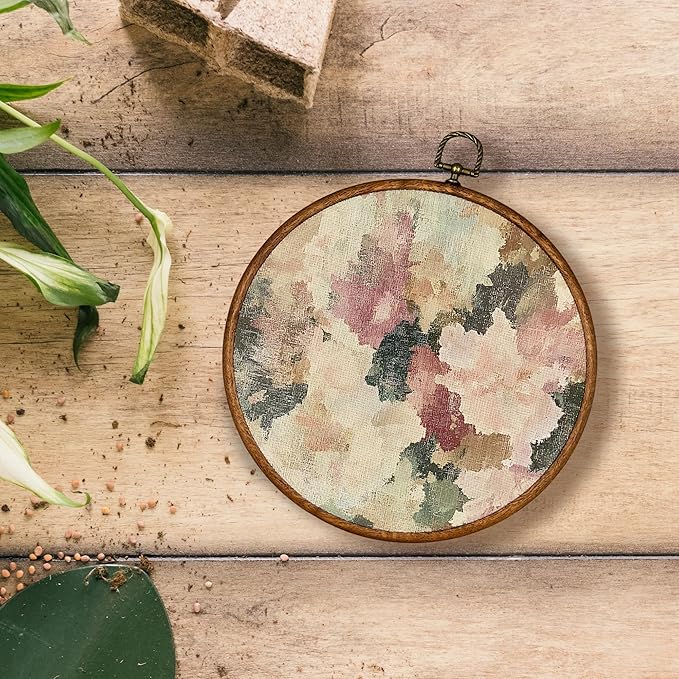 KSDUT Vintage Flower Floral Wall Decor Art - Botanical Neutral Wall Art Canvas Frame Hanging Prints, Retro Landscape Wildflower Round Wall Art Decor for Home Decorations 10"x10"