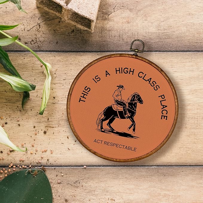 KSDUT Western Cowboy Wall Art Decor - Southwestern Preppy Trendy Wall Art Canvas Frame Hanging Prints, Foyer Entryway Modern Round Wall Decor for Home Dorm Decorations 10"x10"