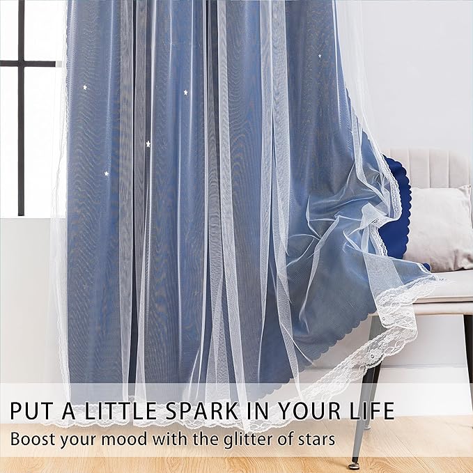 XiDi Blackout Curtains for Bedroom & Living Room, Double Layer, Unicorn Pattern, 63x52 in, 2 Panels