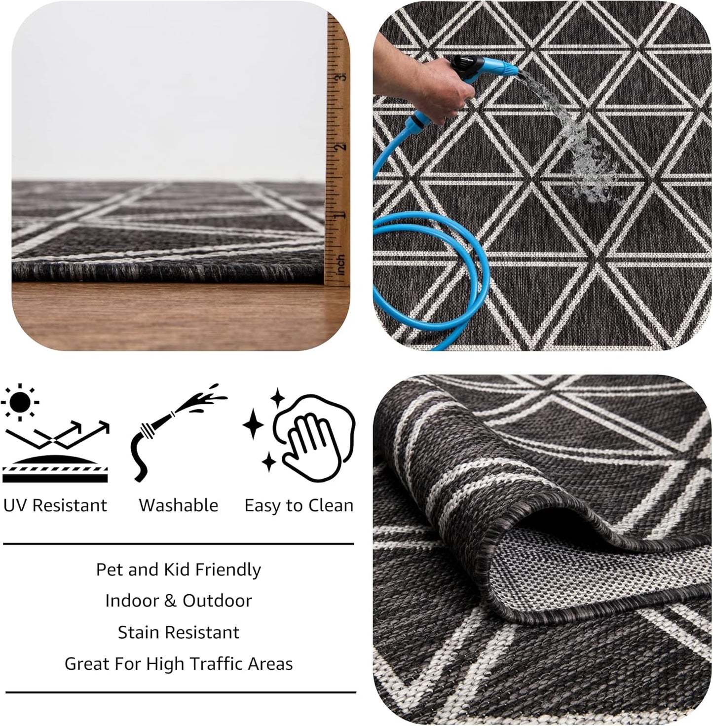 Keen Home Design Outdoor Runner Rug - 2x8 Washable Indoor/Outdoor Rug for Patio, Balcony, Kitchen, Garden, Beach, Deck and Porch. Size: 2'2" x 7'7"