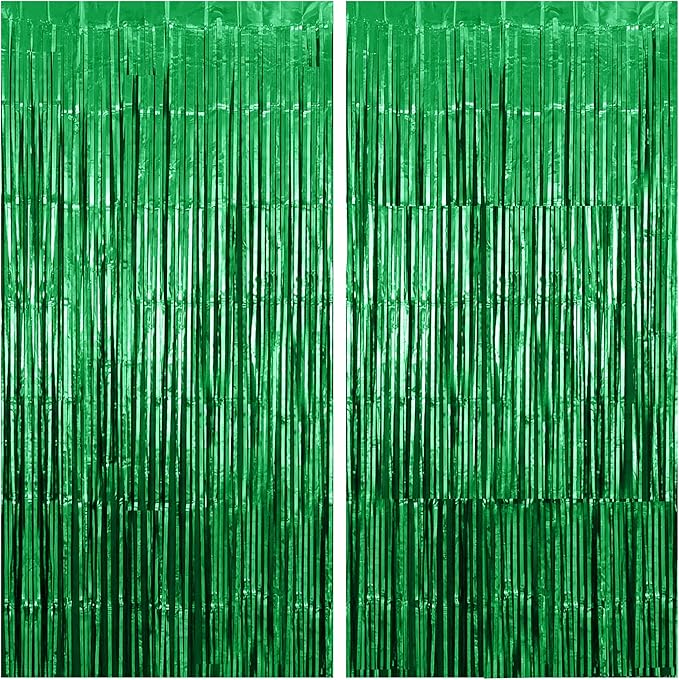 KatchOn, Green Streamers - 3.2x8 Ft, Pack of 2 | Green Backdrop for Dinosaur Birthday Decorations | Backdrop for Graduation Decorations 2026 | Door Streamers for Jungle, Safari Party Decor