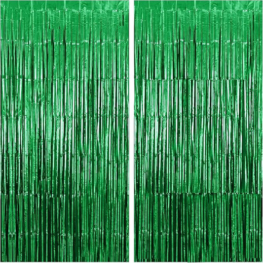KatchOn, Green Streamers - 3.2x8 Ft, Pack of 2 | Green Backdrop for Dinosaur Birthday Decorations | Backdrop for Graduation Decorations 2026 | Door Streamers for Jungle, Safari Party Decor