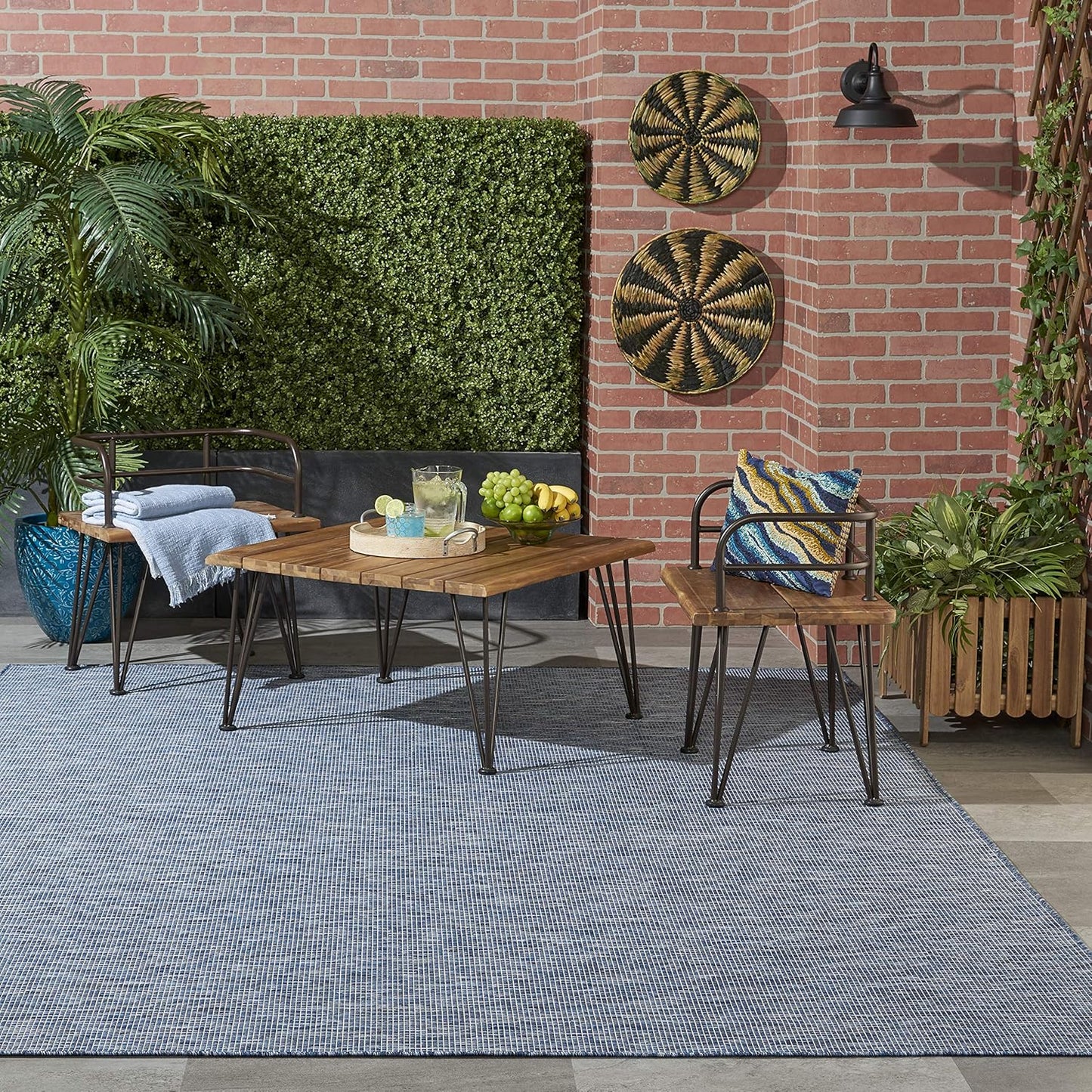 Nourison Home Positano 6' x 9' Navy Blue Fabric Modern Area Rug (6' x 9')