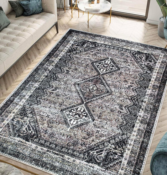 Keen Home Design 3x5 Rug - Machine Washable Entry Rug with Non-Slip Backing, Ideal for Enteryway, Kitchen, Bathroom, Laundry Room - Vintage, Easy Clean, Durable, Low Pile Rug - (3' x 5')