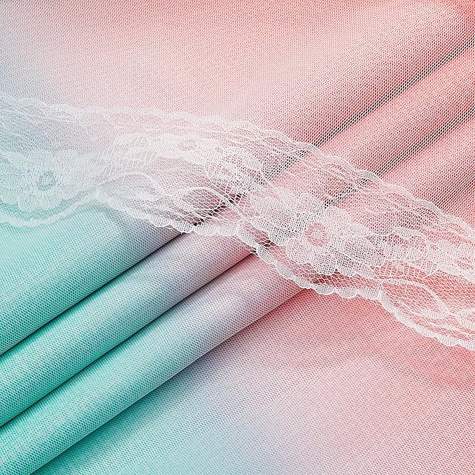 XiDi Kids Blackout Curtains with Sheer Overlay for Girl Bedroom 96 Inches Long Pink Purple Green Rainbow Princess Double Layer Curtain Thermal Insulated Room Darkening Grommet Drapes 2 Panels W52xL96