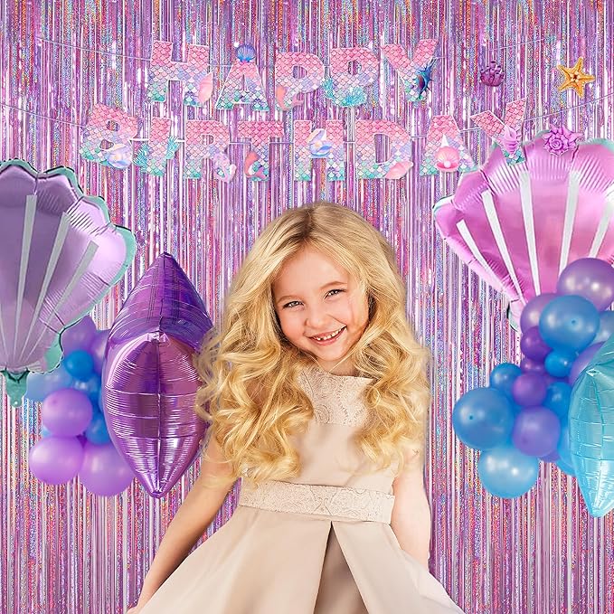 Melsan 3 Pack 3.2 x 8.2 ft Sparkling Pinkish Purple Tinsel Valentines Backdrop Fringe Curtain Backdrop Party Decorations Glitter Decor for Birthdays, Bachelorette, Weddings, Photo Booth