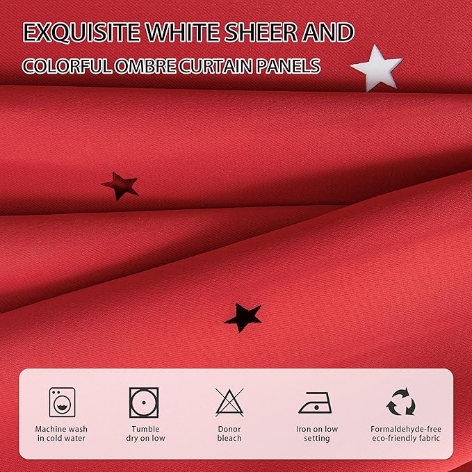 XiDi Red Black Out Curtains for Bedroom Windows Girls Bedroom Decor, Unicorn Curtains for Kids Room 2 Panel 34/84/2