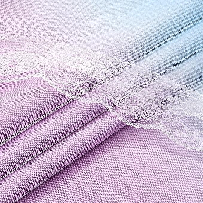 XiDi Blackout Curtains with Sheer Overlay for Girls Bedroom 2 Panels 63 Inches Long Ombre Pink Purple Curtains Colorful Rainbow for Kids Room Unicorn Princess Theme Home Decor Grommet Drapes W52XL63
