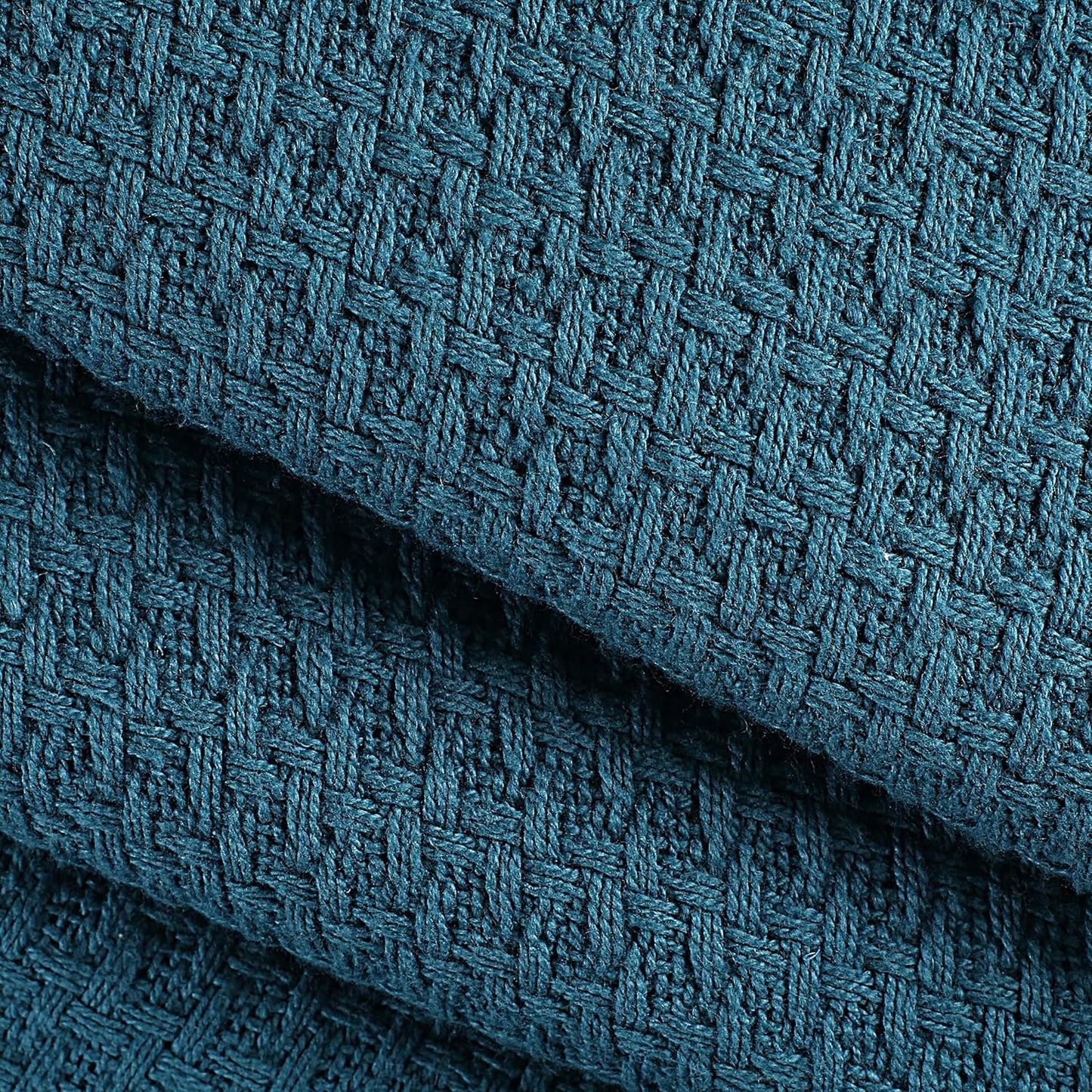 Elvana Home 100% Cotton Bed Blanket, Breathable Bed Blanket Twin Size, Cotton Thermal Blankets Twin, Perfect for Layering Any Bed for All Season, Teal Green