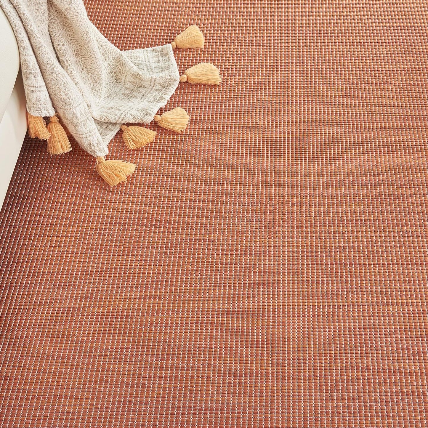 Nourison Positano Indoor/Outdoor Terracotta 9' x 12' Area Rug, Easy- Cleaning, Non Shedding, Bed Room, Living Room, Dining Room, Backyard, Deck, Patio (9x12)