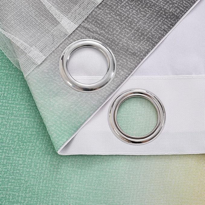 XiDi Curtains for Bedroom Decor, Rainbow GreenYellowGrey34/45/1