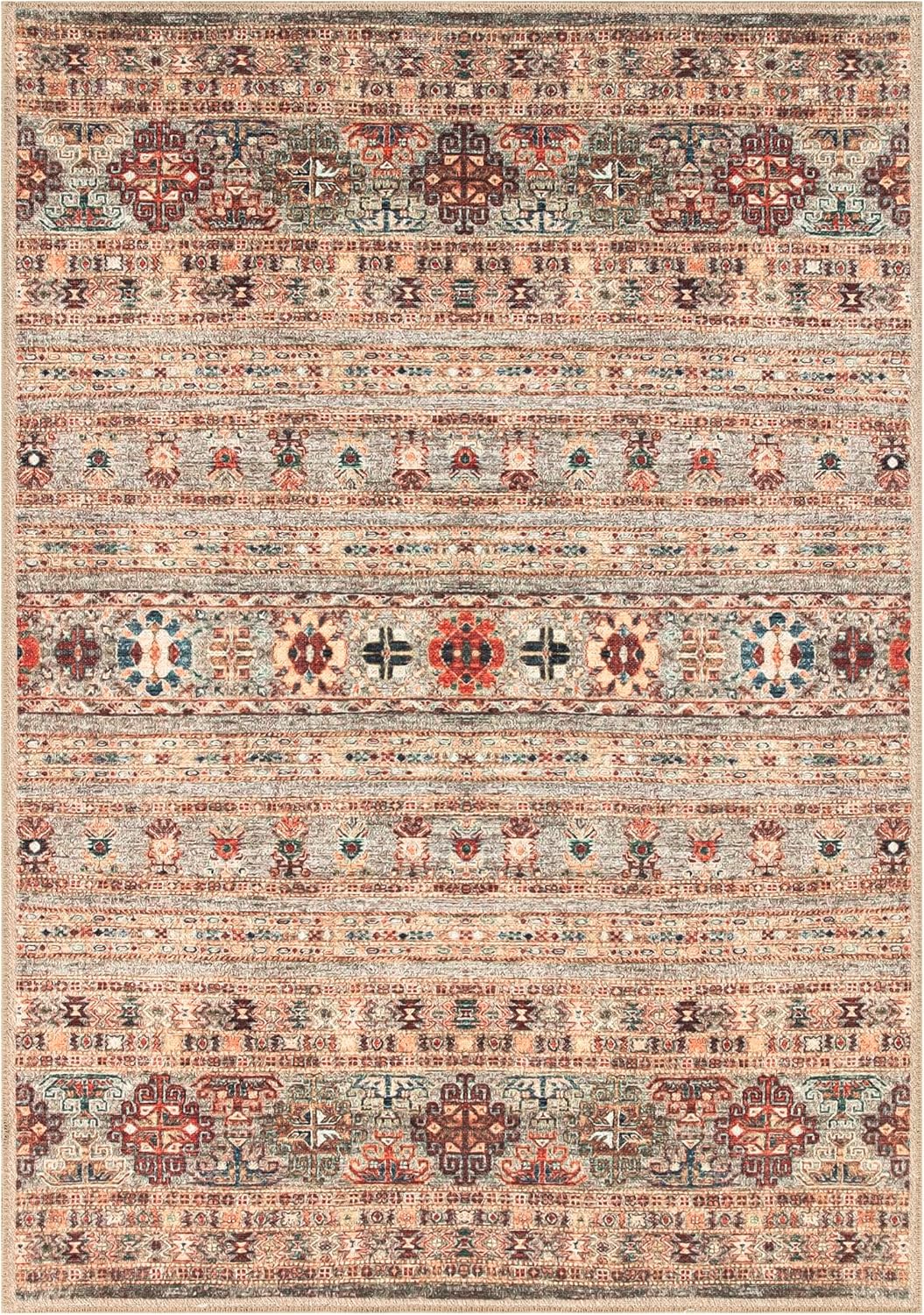 Keen Home Design 6x9 Rug - Machine Washable Area Rug with Non-Slip Backing, Ideal for Living Room, Dining Room, Bedroom - Vintage, Easy Clean, Durable, Low Pile Rug - (6' x 9')