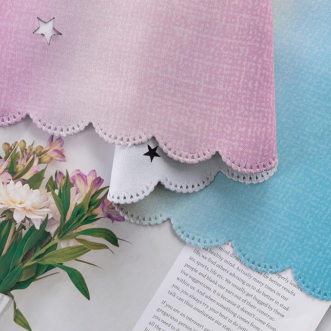 XiDi Curtains for Bedroom Decor, Rainbow Pink Purple/62/96