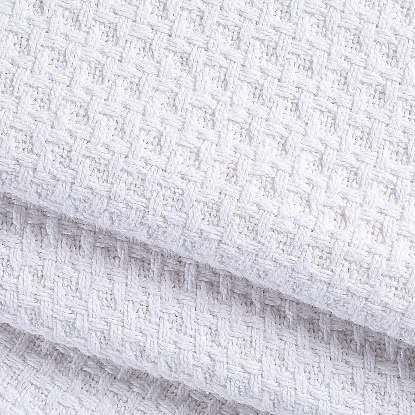 Elvana Home 100% Cotton Bed Blanket, Breathable Bed Blanket Twin Size, Cotton Thermal Blankets Twin, Perfect for Layering Any Bed for All Season, White