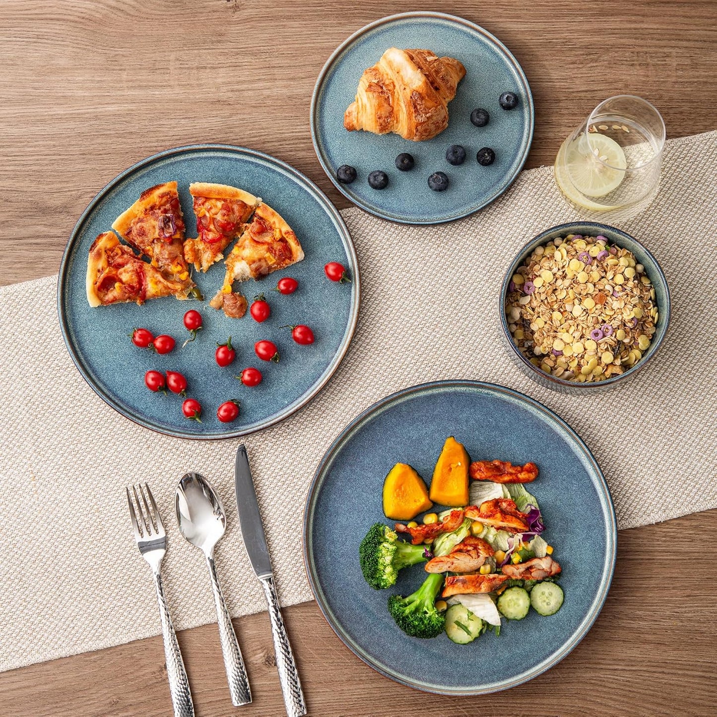 AmorArc Ceramic Dinnerware Sets, Handmade Reactive Glaze Stoneware Plates and Bowls Sets,Highly Chip and Crack Resistant | Dishwasher & Microwave Safe Dishes Set, Service for 6 (18pc)