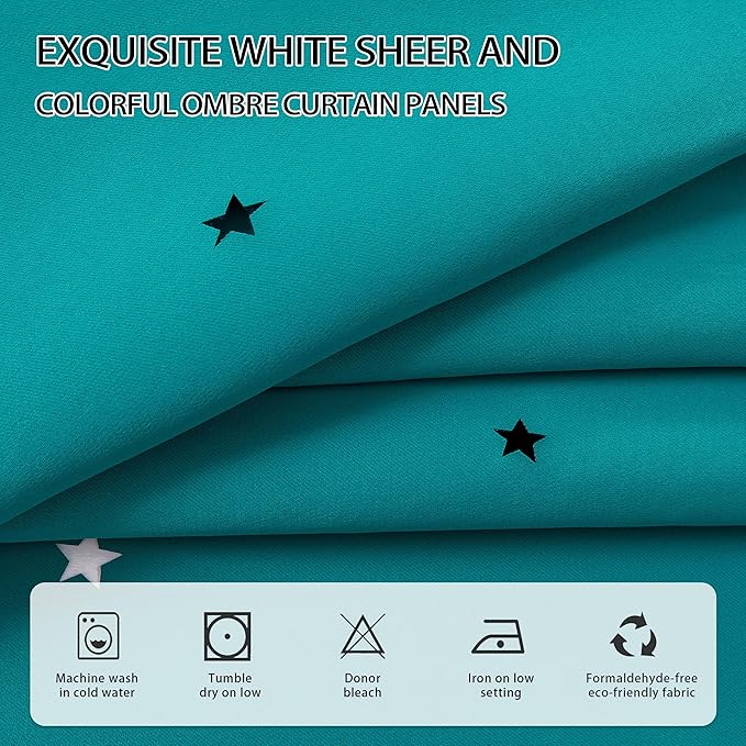 XiDi Black Out Curtains for Bedroom Windows, Girls Room Decor, Unicorn Theme for Kids, Living Room - 84 Inches Long, 2 Panel, Teal