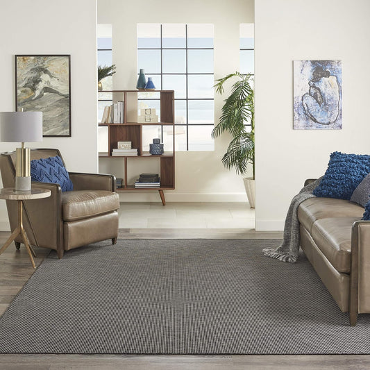 Nourison Home Positano 8' Runner Charcoal Fabric Modern Area Rug (8' Runner)